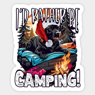 I'd Rather Be Camping, Cute Christmas Labrador Dog, Camper Glamper Sticker